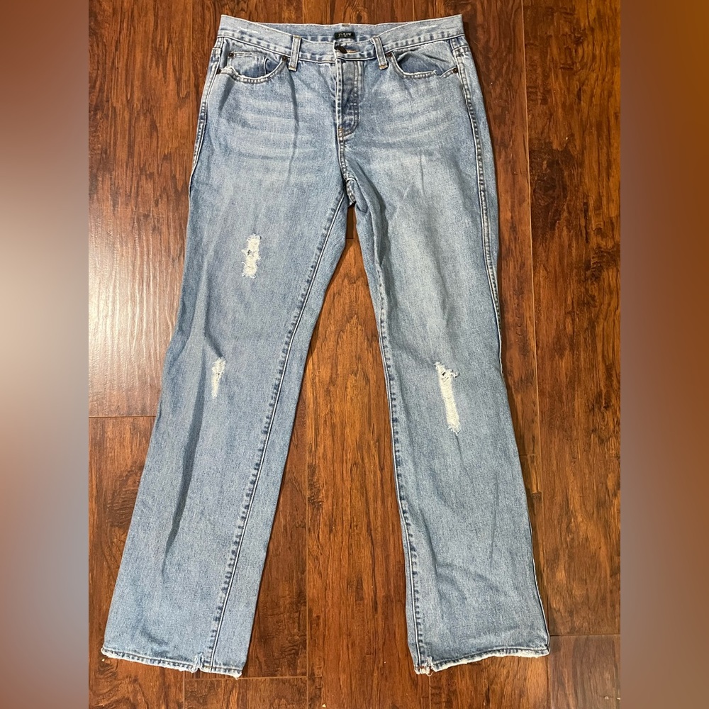 J Crew Straight Leg Low Rise Slightly Distressed Jeans